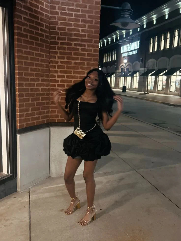 Pretty Sheath Square Neck Sleeveless Black Short Formal 8th Grade Homecoming Dresses Summer Middle School Hoco Dress Homecoming Outfits DH507