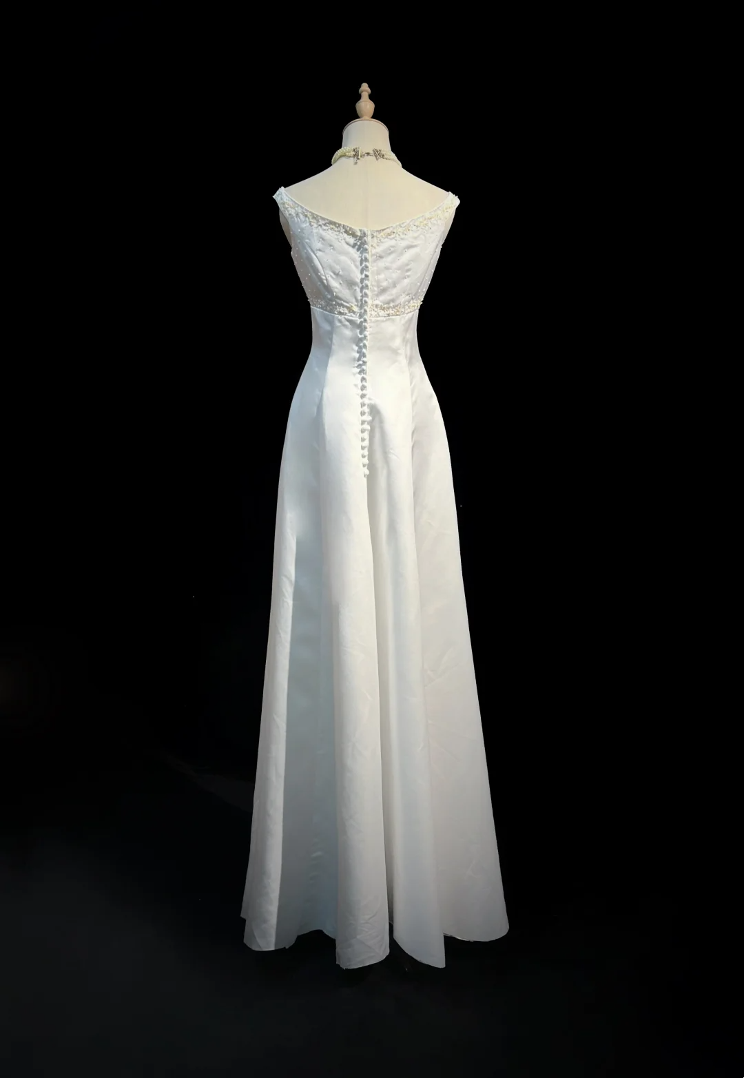 Robe de mariée classique trapèze, col bijou, longue robe de mariée blanche en satin, élégante robe de mariée DH649