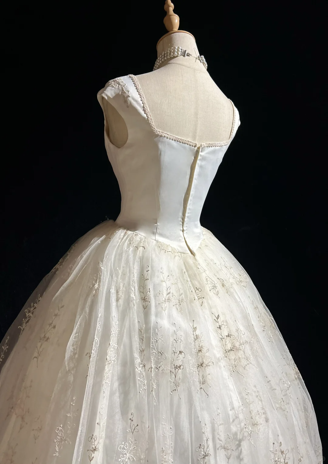 Robe de mariée classique, robe de bal, col carré, manches courtes, tulle, blanche, robes de mariée vintage DH651