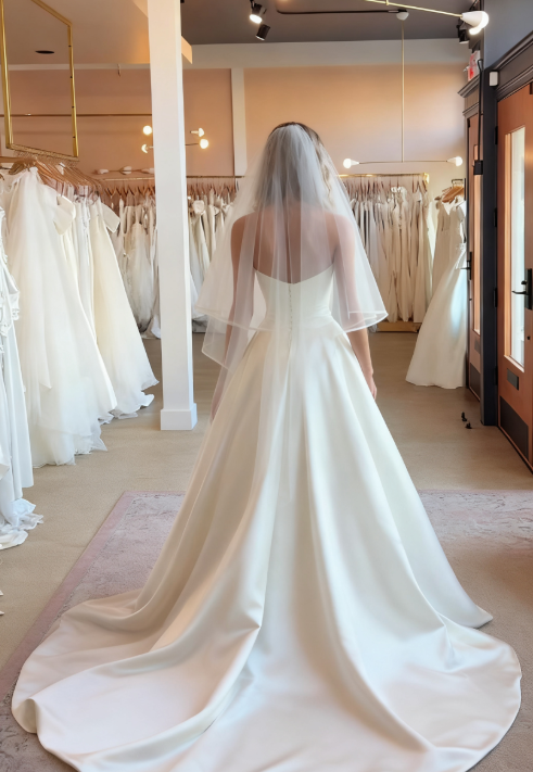 Classy Elegant Wedding Dress Ball Gown Strapless Satin White Wedding Dresses Bridal Gowns DH729