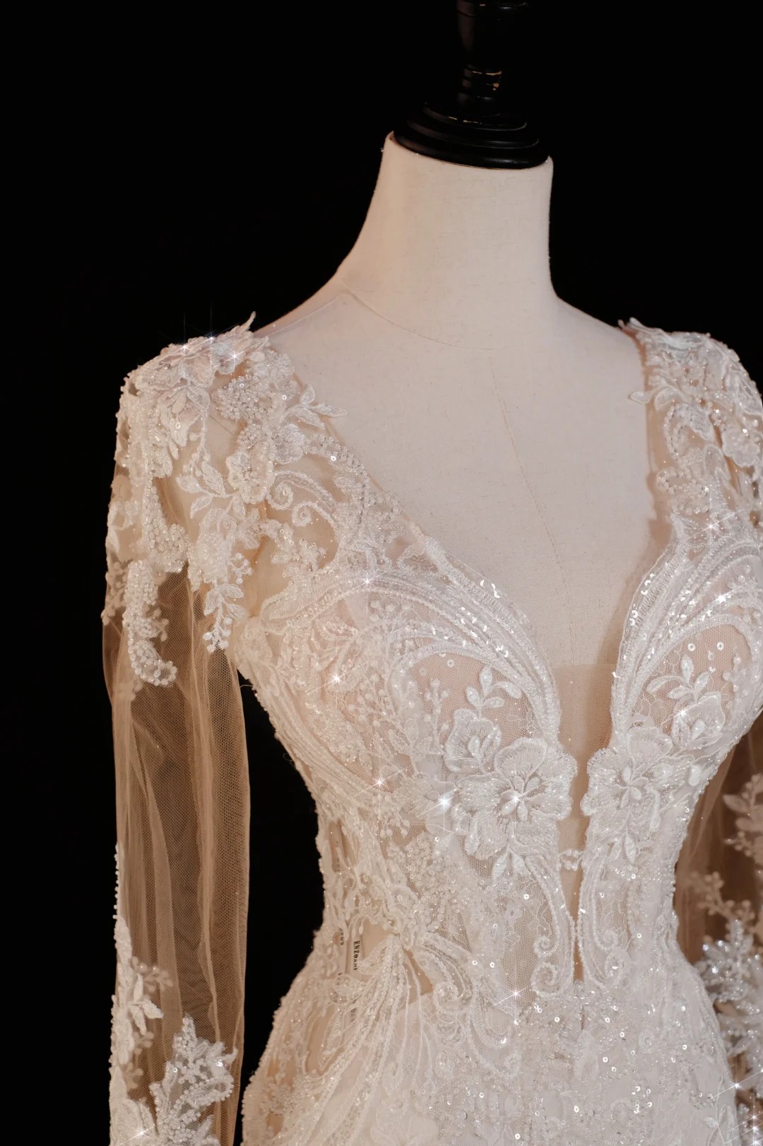 Timeless Bridal Gown Mermaid V Neck Long Sleeves Lace Long Wedding Dresses Elegant Brides Gowns DH737