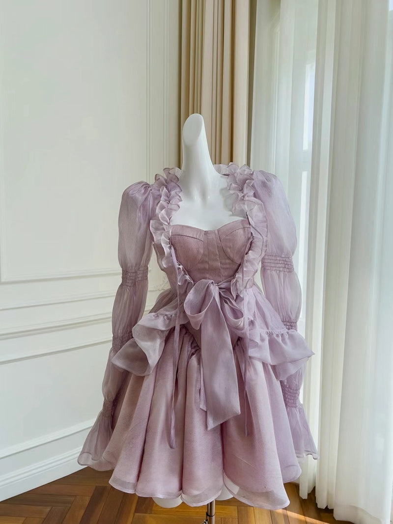 Fancy Short Hoco Dresses A line Straps Lilac Mini Blue Formal 8th Grade Homecoming Dresses Summer Middle School Homecoming Outfits DH73