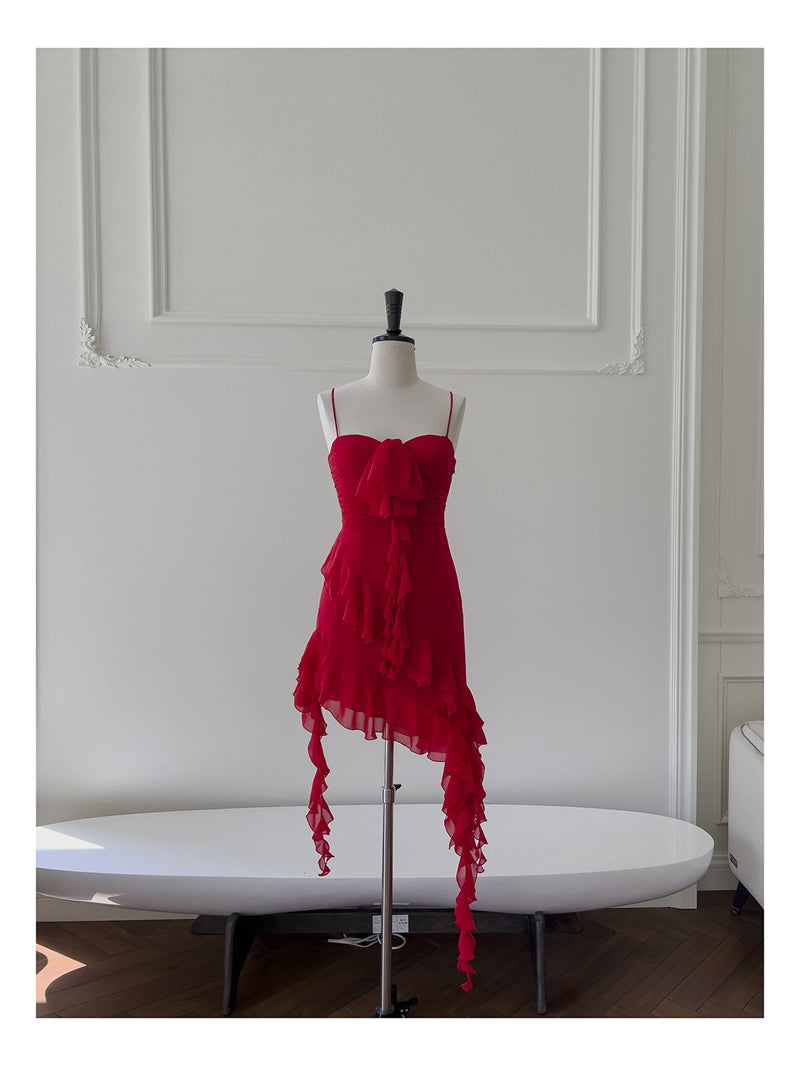 Fancy Short Hoco Dresses A Line Spaghetti Straps Red Formal 8th Grade Homecoming Dresses Summer Middle School Homecoming Outfits DH77