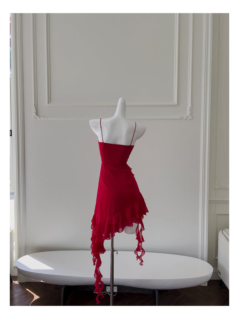 Fancy Short Hoco Dresses A Line Spaghetti Straps Red Formal 8th Grade Homecoming Dresses Summer Middle School Homecoming Outfits DH77