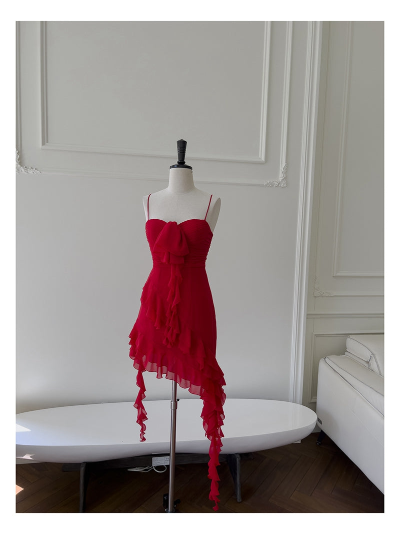 Fancy Short Hoco Dresses A Line Spaghetti Straps Red Formal 8th Grade Homecoming Dresses Summer Middle School Homecoming Outfits DH77