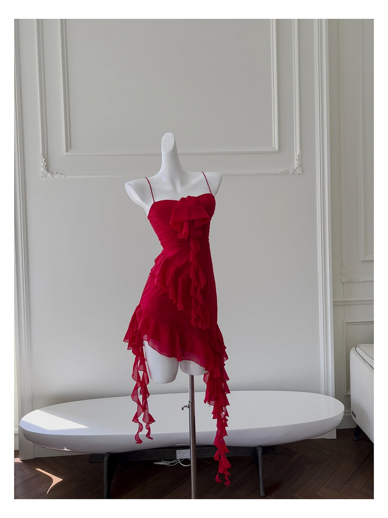 Fancy Short Hoco Dresses A Line Spaghetti Straps Red Formal 8th Grade Homecoming Dresses Summer Middle School Homecoming Outfits DH77