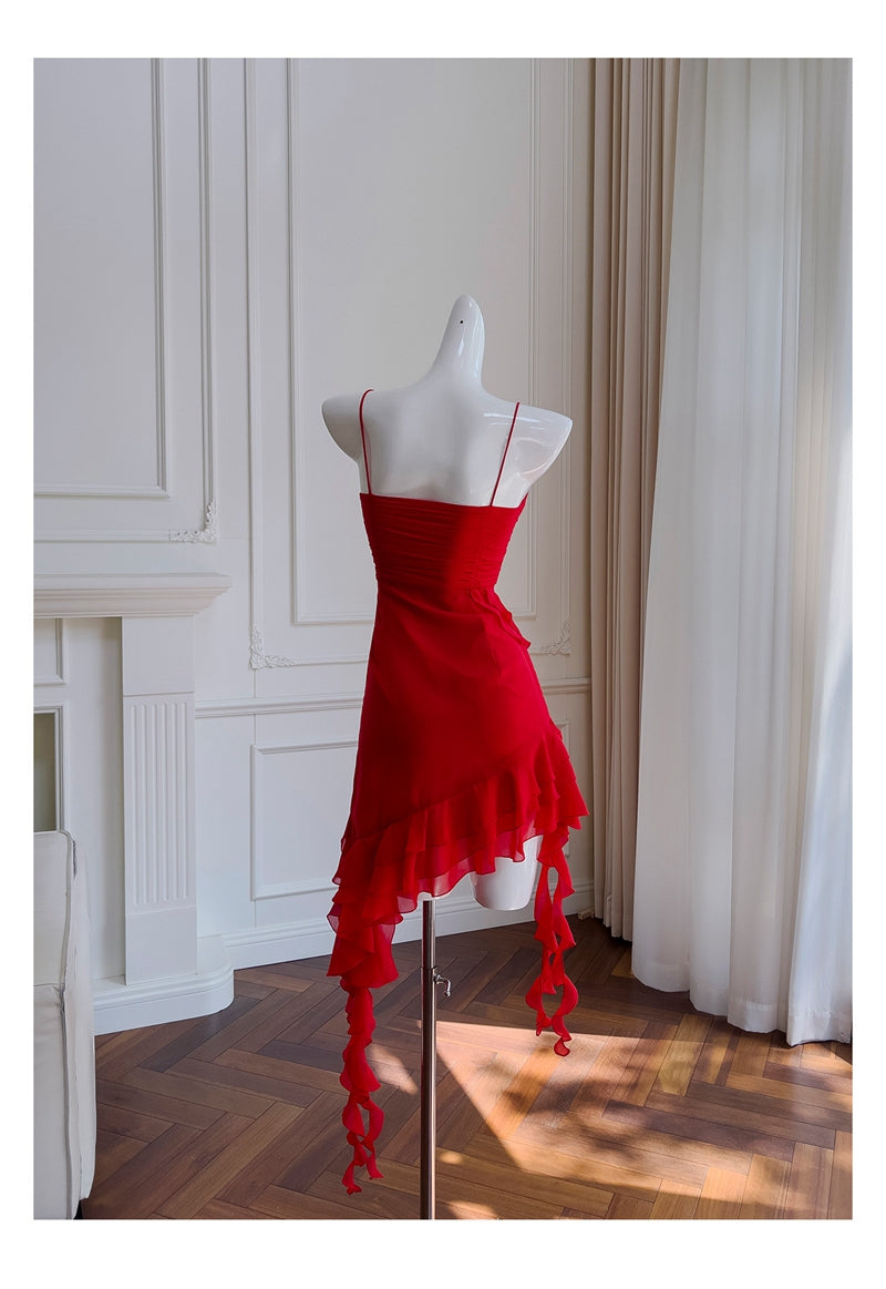 Fancy Short Hoco Dresses A Line Spaghetti Straps Red Formal 8th Grade Homecoming Dresses Summer Middle School Homecoming Outfits DH77