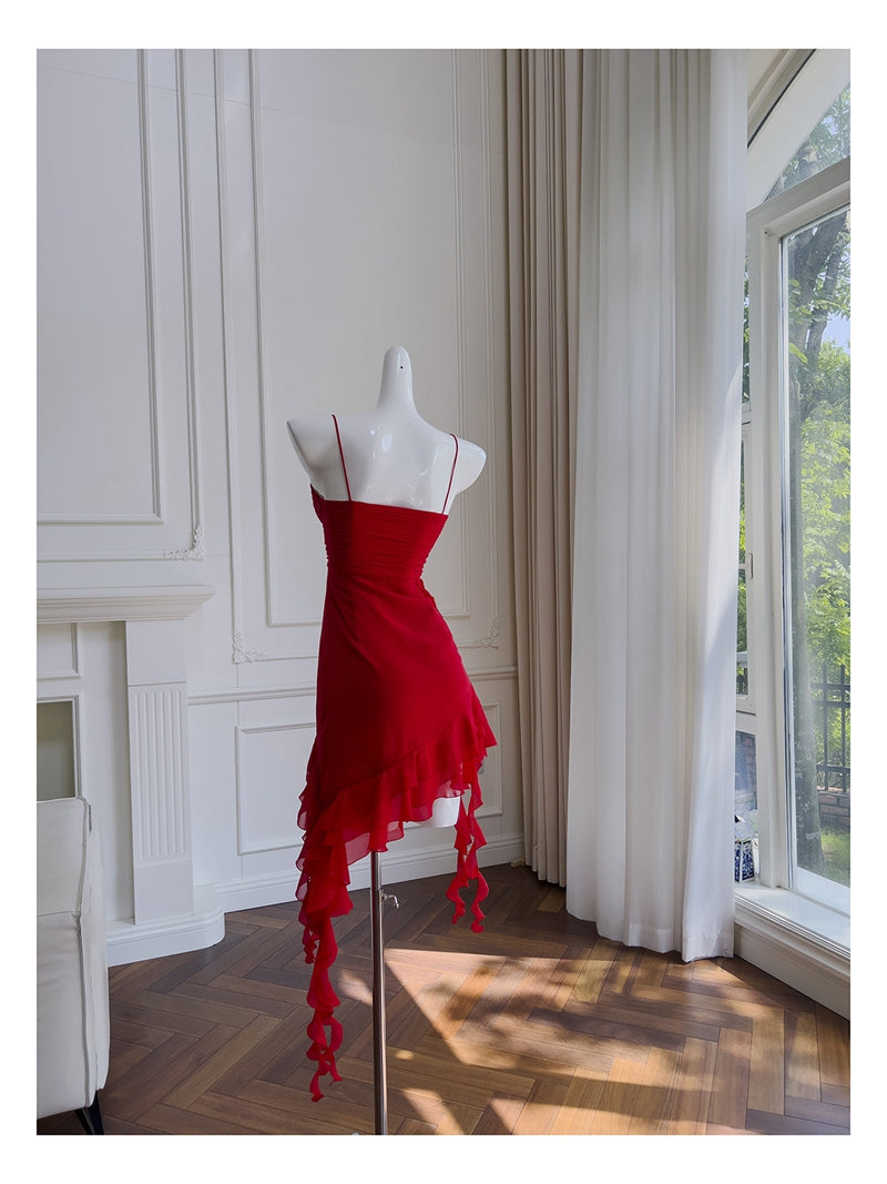 Fancy Short Hoco Dresses A Line Spaghetti Straps Red Formal 8th Grade Homecoming Dresses Summer Middle School Homecoming Outfits DH77