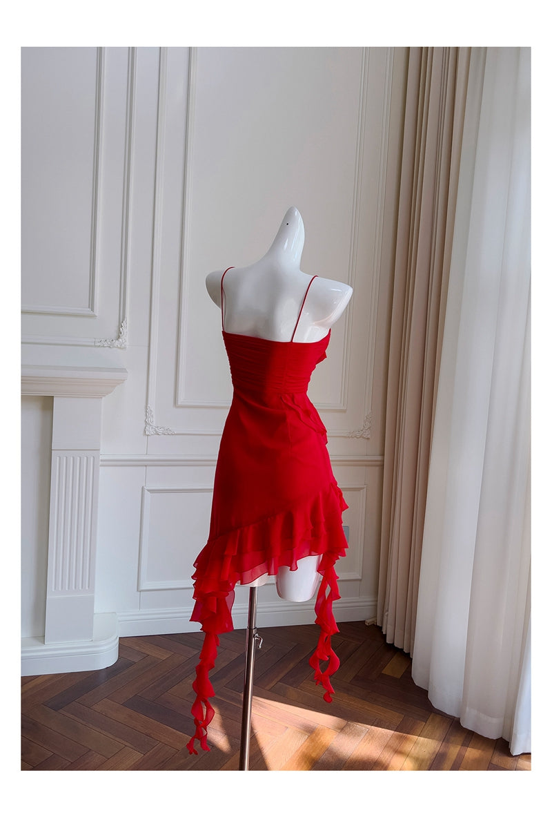 Fancy Short Hoco Dresses A Line Spaghetti Straps Red Formal 8th Grade Homecoming Dresses Summer Middle School Homecoming Outfits DH77