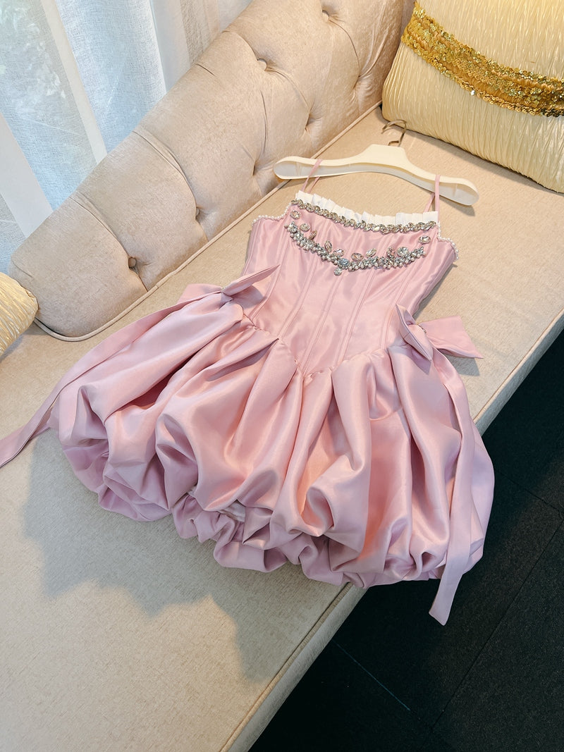 Fancy Short Hoco Dresses Ball Gown Spaghetti Straps Pink Formal 8th Grade Homecoming Dresses Summer Middle School Homecoming Outfits DH80