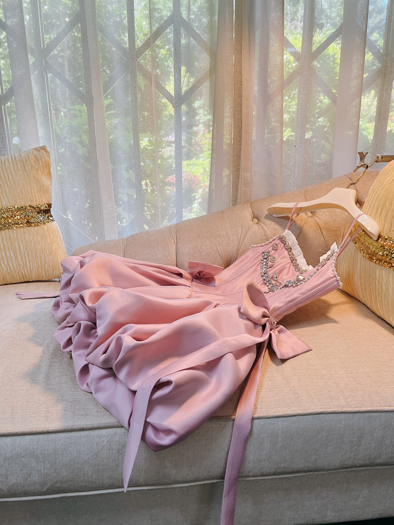 Fancy Short Hoco Dresses Ball Gown Spaghetti Straps Pink Formal 8th Grade Homecoming Dresses Summer Middle School Homecoming Outfits DH78