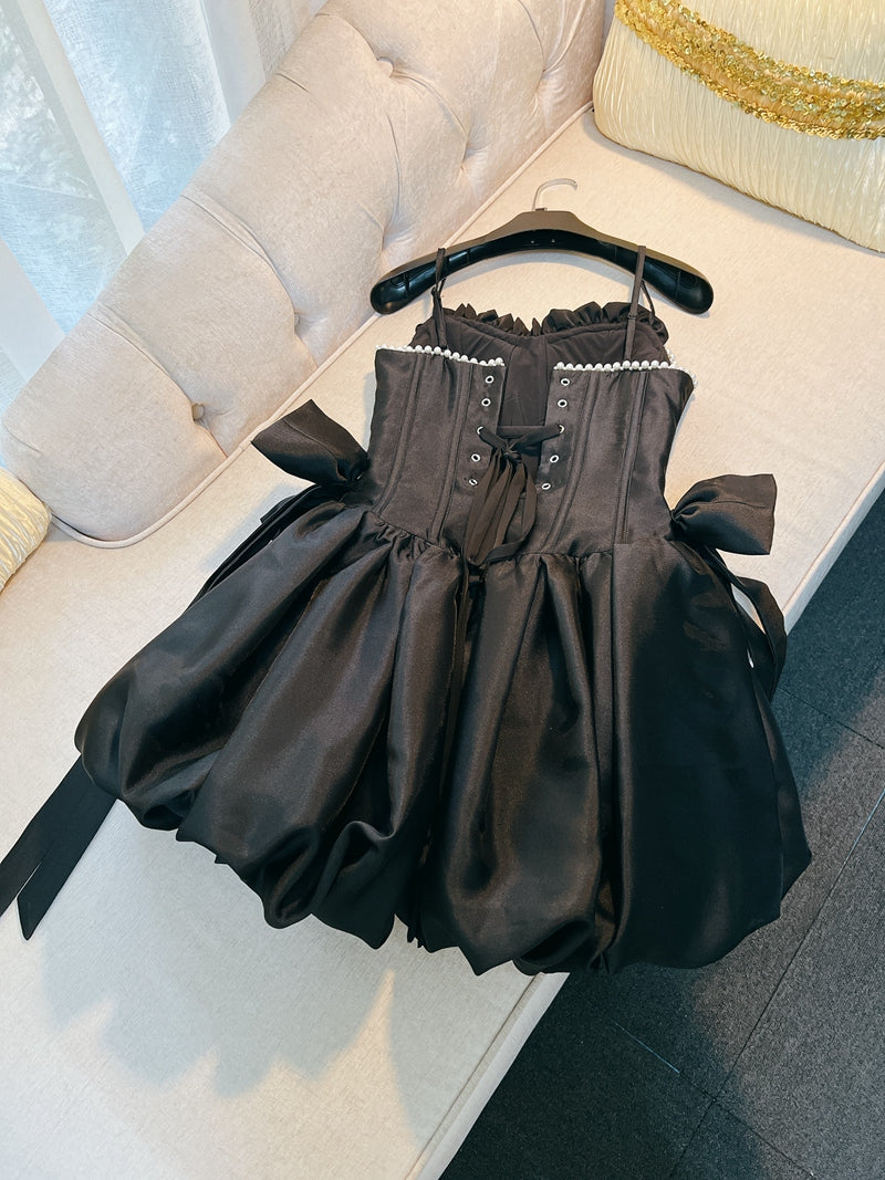 Fancy Short Hoco Dresses Ball Gown Spaghetti Straps Black Formal 8th Grade Homecoming Dresses Summer Middle School Homecoming Outfits DH79