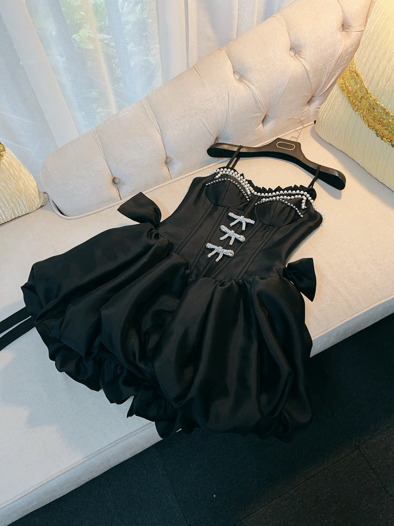 Fancy Short Hoco Dresses Ball Gown Spaghetti Straps Black Formal 8th Grade Homecoming Dresses Summer Middle School Homecoming Outfits DH79