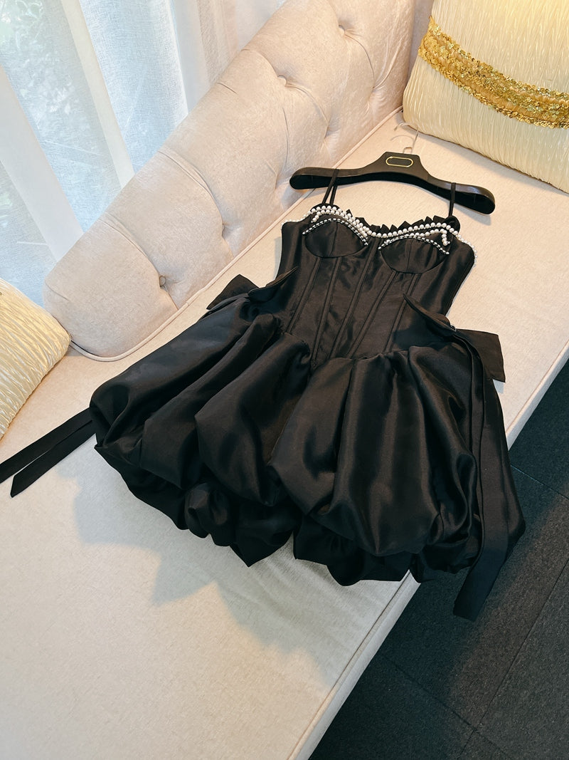 Fancy Short Hoco Dresses Ball Gown Spaghetti Straps Black Formal 8th Grade Homecoming Dresses Summer Middle School Homecoming Outfits DH79