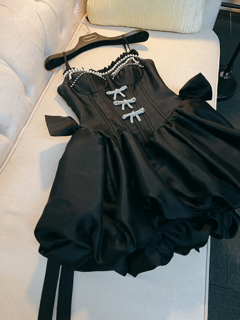 Fancy Short Hoco Dresses Ball Gown Spaghetti Straps Black Formal 8th Grade Homecoming Dresses Summer Middle School Homecoming Outfits DH79