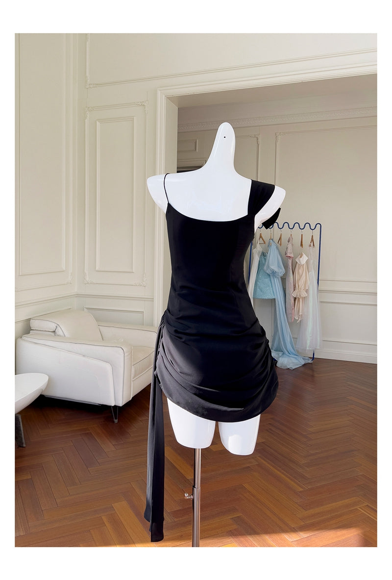 Fancy Short Hoco Dresses Sheath Spaghetti Straps Black Formal 8th Grade Homecoming Dresses Summer Middle School Homecoming Outfits DH84