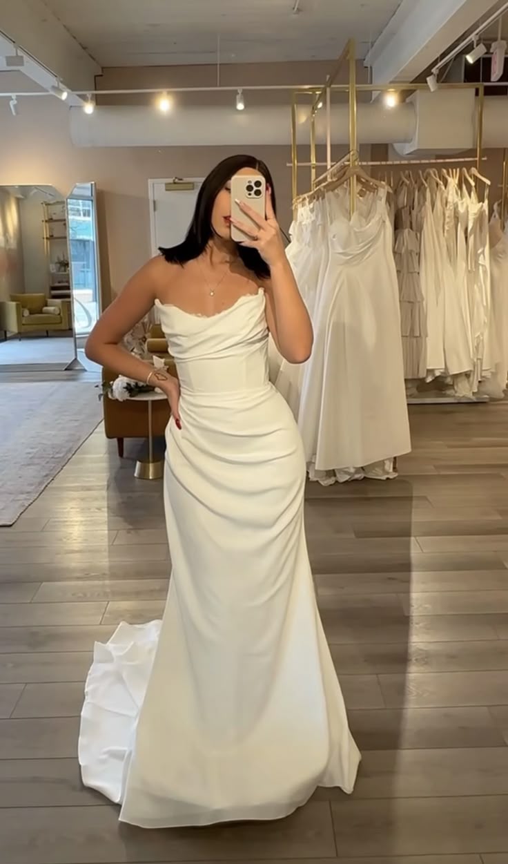 Robe de mariée classique sirène bustier satin longue blanche robes de mariée élégantes robes de mariée DH852
