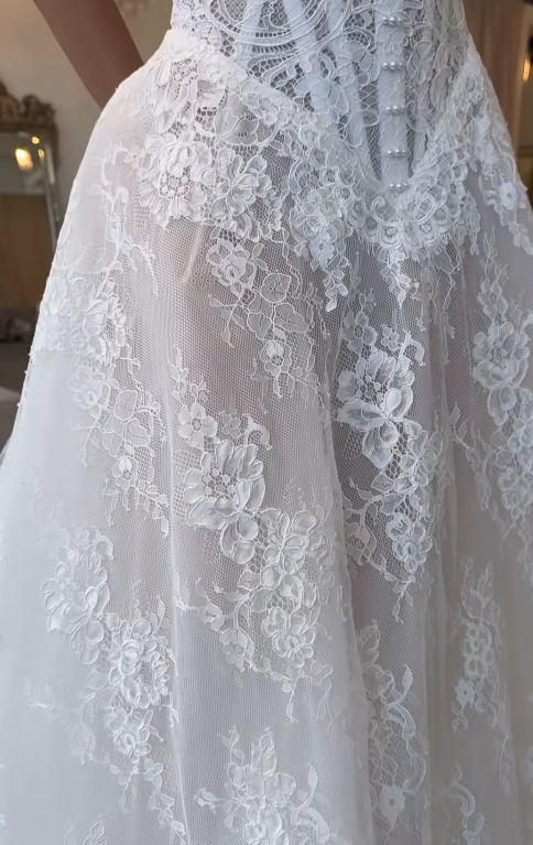Modest Bridal Gown Ball Gown Strapless White Lace Long Summer Autumn Wedding Dresses Elegant Bridal Gowns DH853