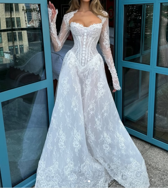 Modest Bridal Gown Ball Gown Strapless White Lace Long Summer Autumn Wedding Dresses Elegant Bridal Gowns DH853