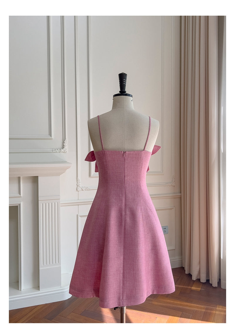 Cute A line Spaghetti Straps Floral Satin Short Pink Homecoming Dress Summer Middle School Formal 8th Grade Hoco Dresses Summer Homecoming Outfits DH87