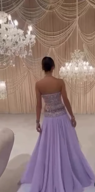 Elegant A Line Strapless Lilac Chiffon Long Prom Dresses Party Dress Summer 20th Birthday Outfits 18th Birthday Dresses DH903
