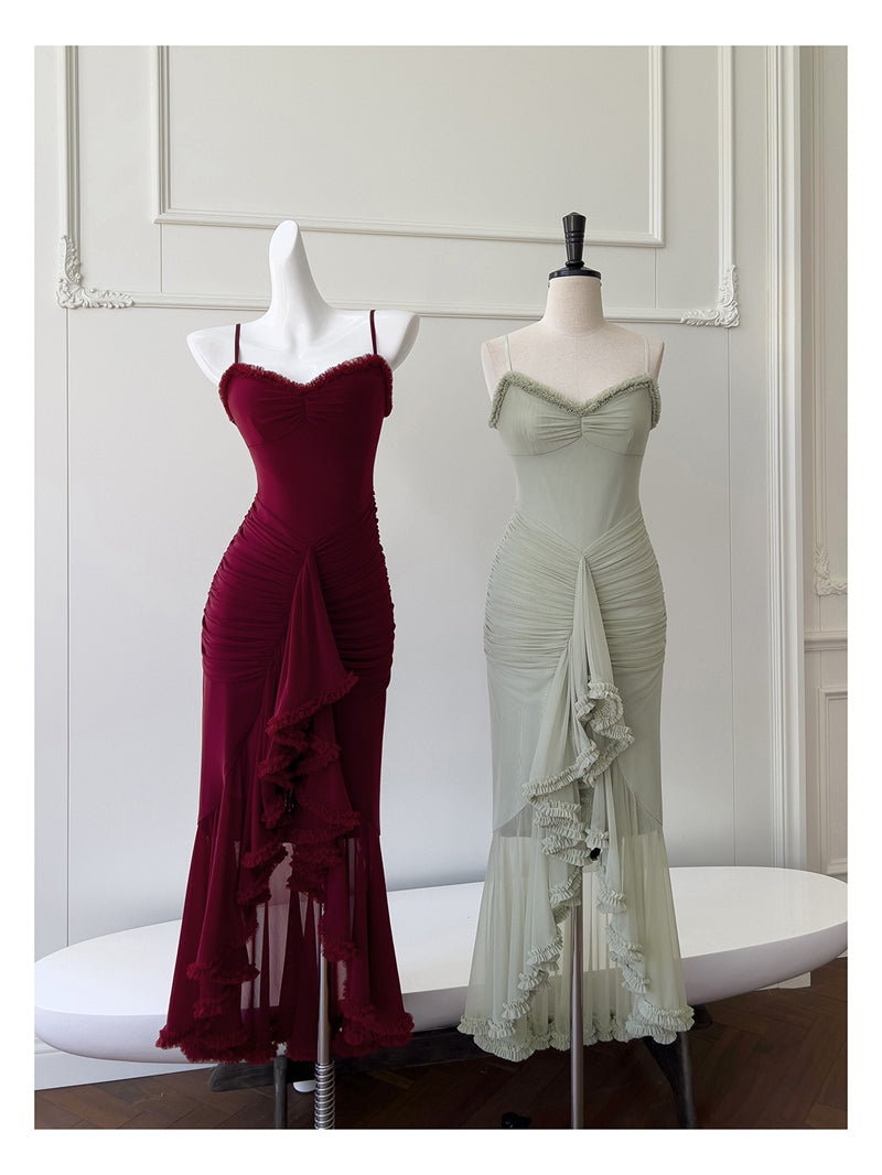 Elegant High Low Spaghetti Straps Sleeveless Long Evening Party Gowns Evening Formal Dresses Prom Dress DH90