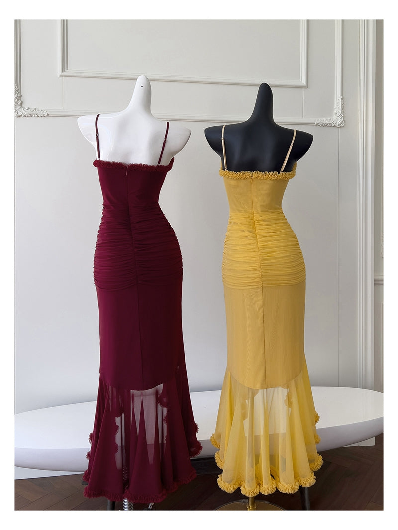 Elegant High Low Spaghetti Straps Sleeveless Long Evening Party Gowns Evening Formal Dresses Prom Dress DH90