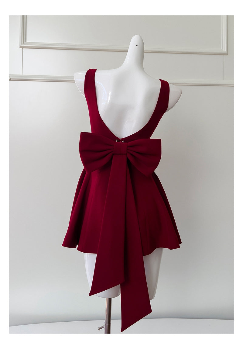 Cute A line Square Neck Short Burgundy Formal 8th Grade Homecoming Dresses Summer Middle School Hoco Dress Homecoming Outfits DH91