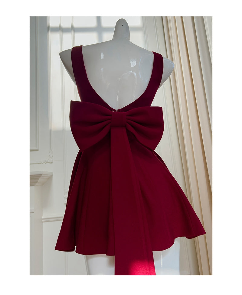 Cute A line Square Neck Short Burgundy Formal 8th Grade Homecoming Dresses Summer Middle School Hoco Dress Homecoming Outfits DH91