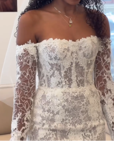 Timeless Bridal Gown Mermaid Off The Shoulder White Lace Long Sleeves Wedding Dresses Elegant Bridal Gowns DH954