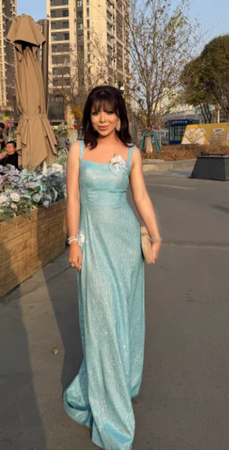 Elegant A-line Blue Long Prom Dresses, Sleeveless Sequined Blue Wedding Guest Dresses DP04002