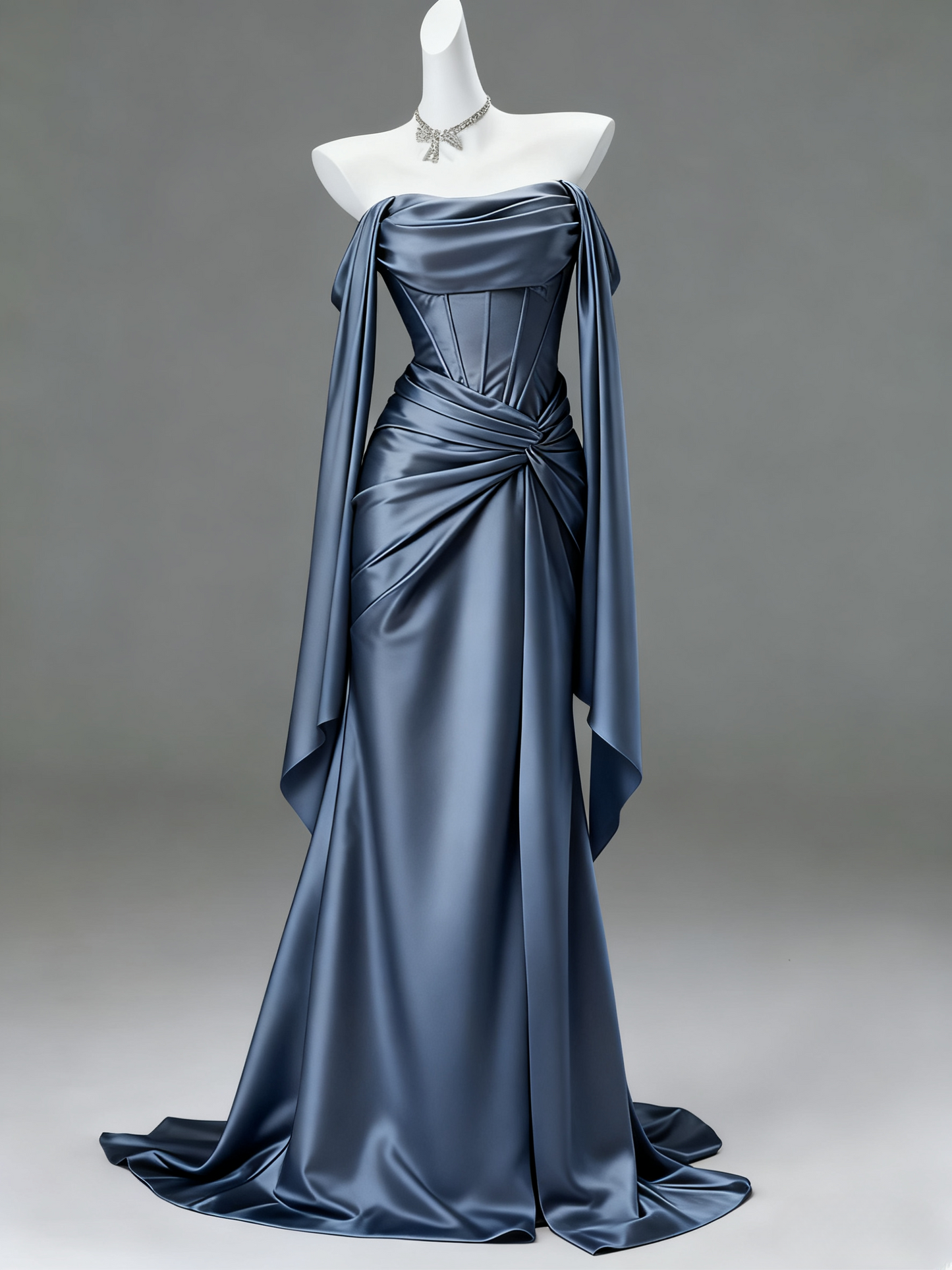 Elegant Sheath Light Champagne Long Prom Dresses; Satin Light Champagne Evening Dresses DP04009