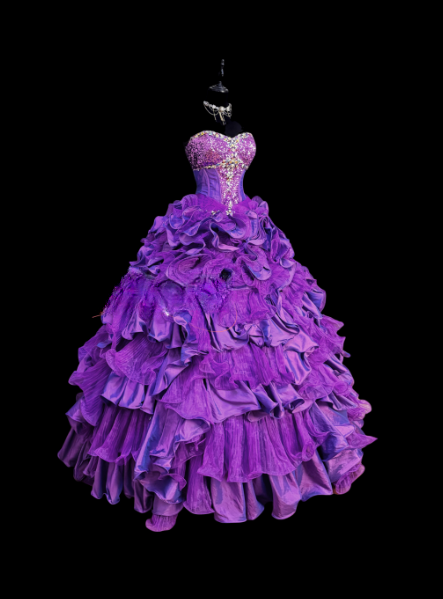 Cute Strapless Ball Gown Taffeta Long Prom Dresses Tulle Purple Quinceanera Dresses Sleeveless Sweet 16 Dresses DP04151
