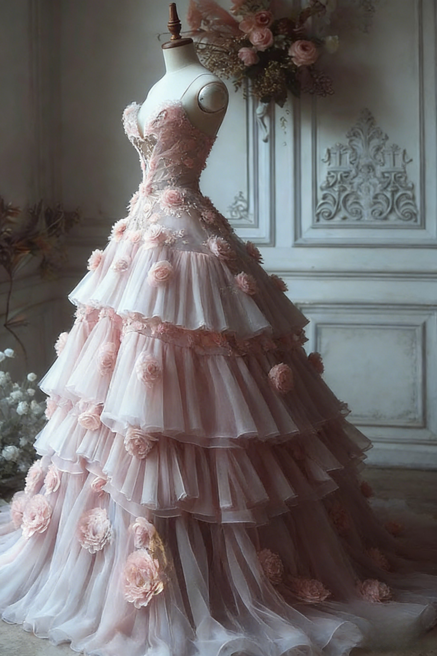 Cute Sweetheart Ball Gowns Long Prom Dresses Tulle Pink Quinceanera Dresses Sleeveless Sweet 16 Dresses DP04152