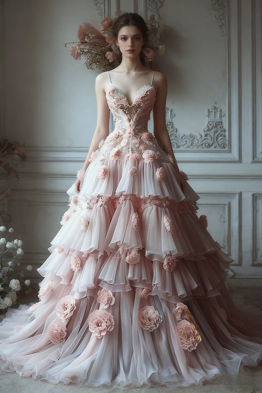 Cute Sweetheart Ball Gowns Long Prom Dresses Tulle Pink Quinceanera Dresses Sleeveless Sweet 16 Dresses DP04152