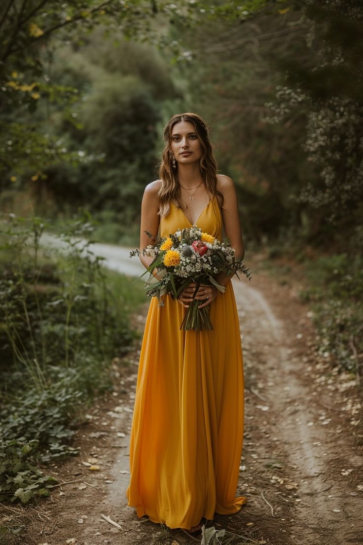 Chic V-Neck Sheath Yellow Bridesmaid Dresses Chiffon Sleeveless Evening Dresses DP04157