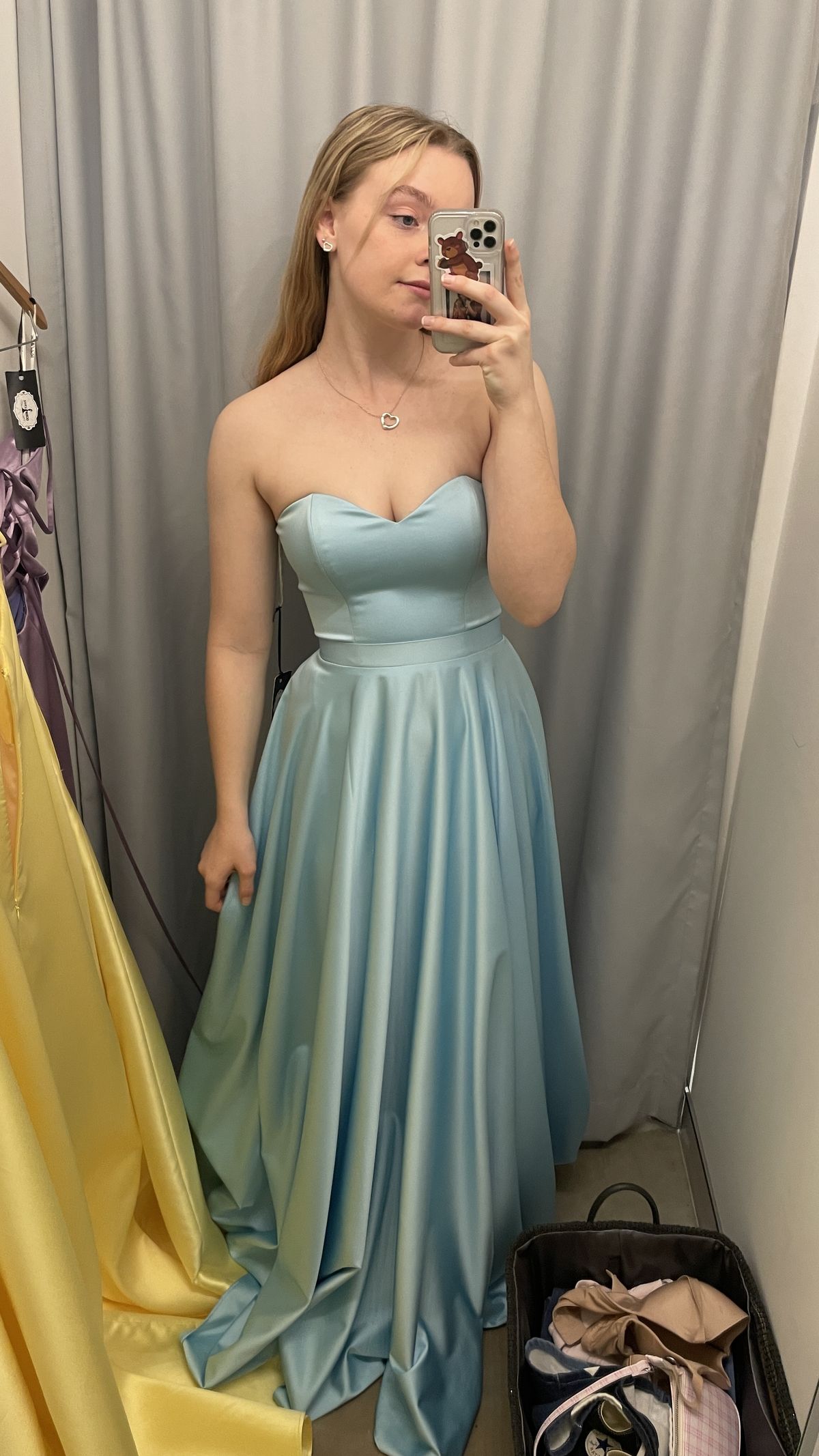 Chic Sweetheart A-Line Pale Blue Birthday Dresses Satin Sleeveless Evening Dresses DP04158