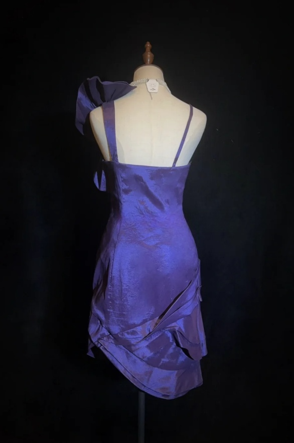 Sexy Spaghetti Straps Sheath Long Prom Dresses Satin Purple Party Dresses Sleeveless Evening Dresses DP04470