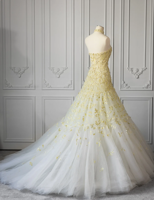 Timeless A-Line Tulle Long Wedding Dresses Applique White Bridal Dresses Sleeveless Bridal Gowns DP04519