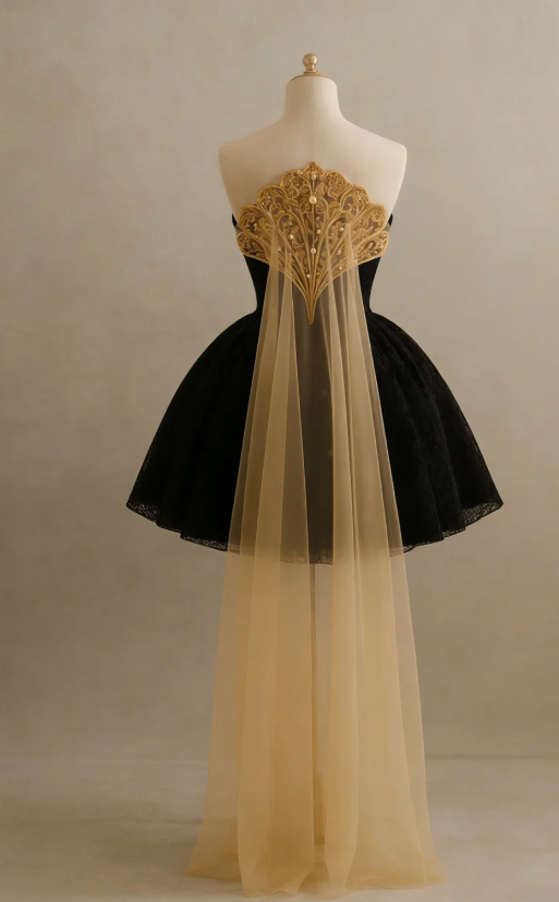 Cute A-Line Black Short Prom Dresses Tulle Sweetheart Evening Dresses Sleeveless Party Dresses DP04613