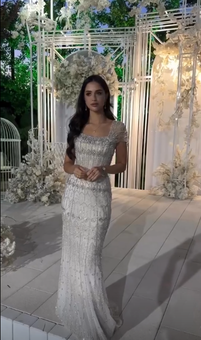 Elegant White Mermaid Long Prom Dresses Beaded Chiffon Birthday Dresses Short Sleeves Evening Dresses DP04659