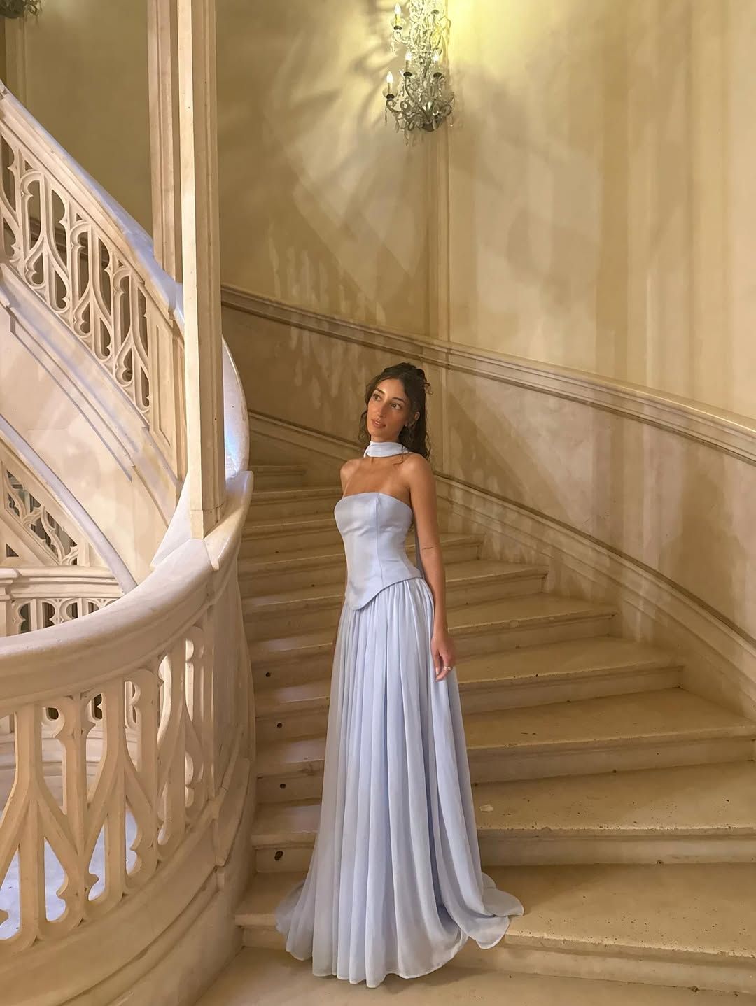 Chic Sheath Long Prom Dresses Tulle Strapless Bridesmaid Dresses Blue Evening Dresses DP04668