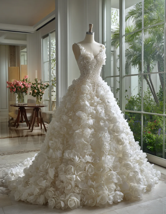 Timeless A-Line Long Wedding Dresses V-neck White Bridal Gowns Applique Tulle Birdal Dresse DP04757