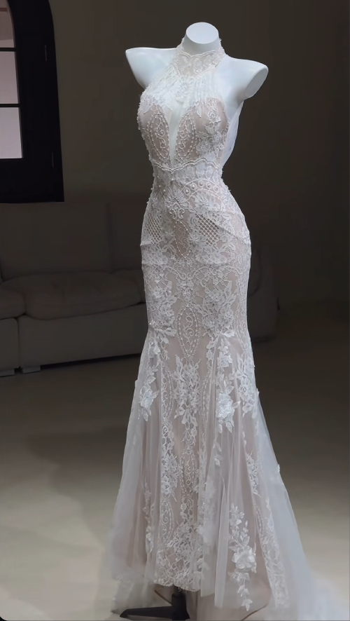 Chic Mermaid Long Wedding Dresses Lace Appliques White Bridal Gowns Sleeveless Bridal Dresses DP04795