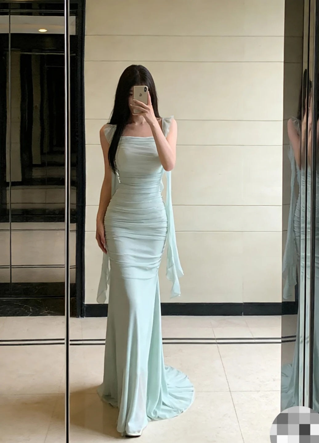 Glam Mint Green Bridesmaid Dress Straps Sheath Wedding Guest Dress Sleeveless Evening Dress DP05028