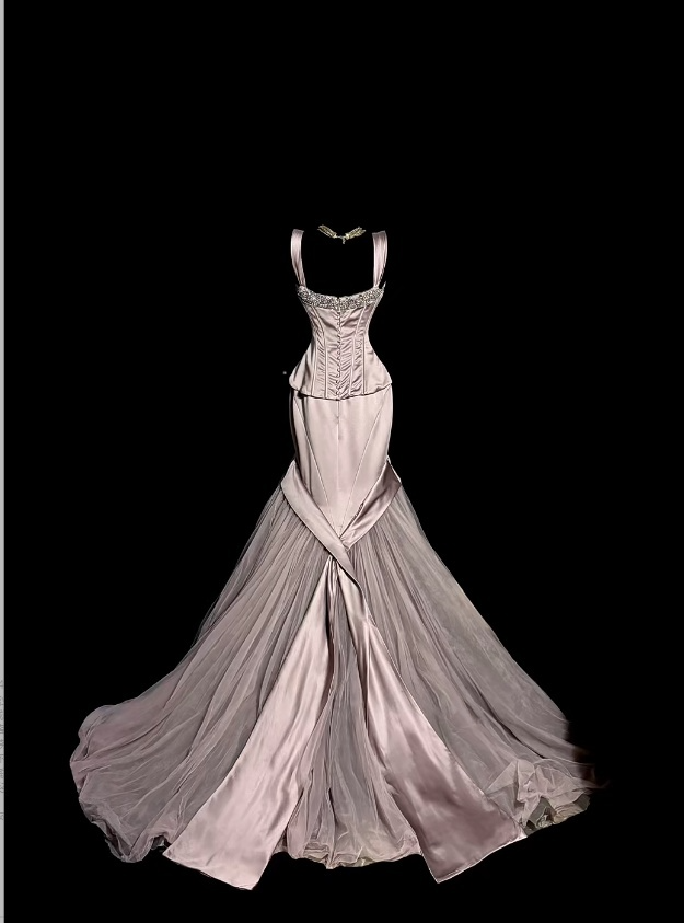 Chic Pink Prom Dress Sweetheart Mermaid Long Evening Dress Satin Sleeveless Formal Dress DP05045