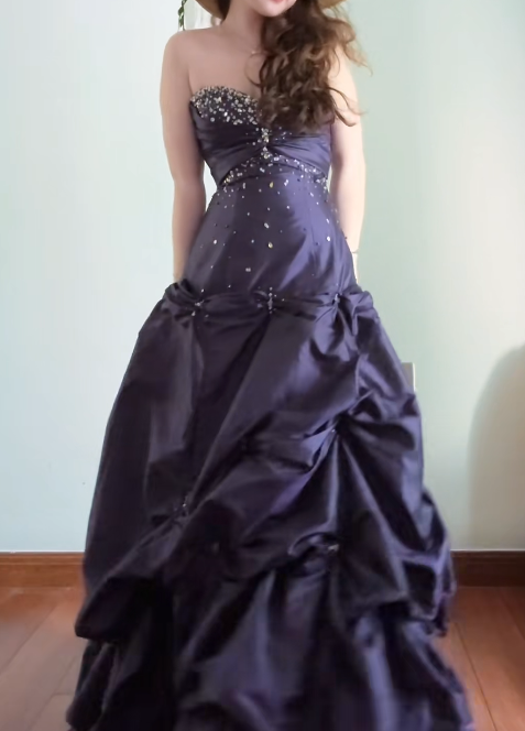 Elegant Purple Prom Dress Strapless Evening Dress A-Line Birthday Dress DP05162