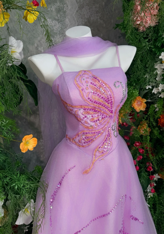 Elegant Pink Prom Dress Sequins Tulle Spaghetti Straps Evening Dress A-Line Birthday Dress DP05164