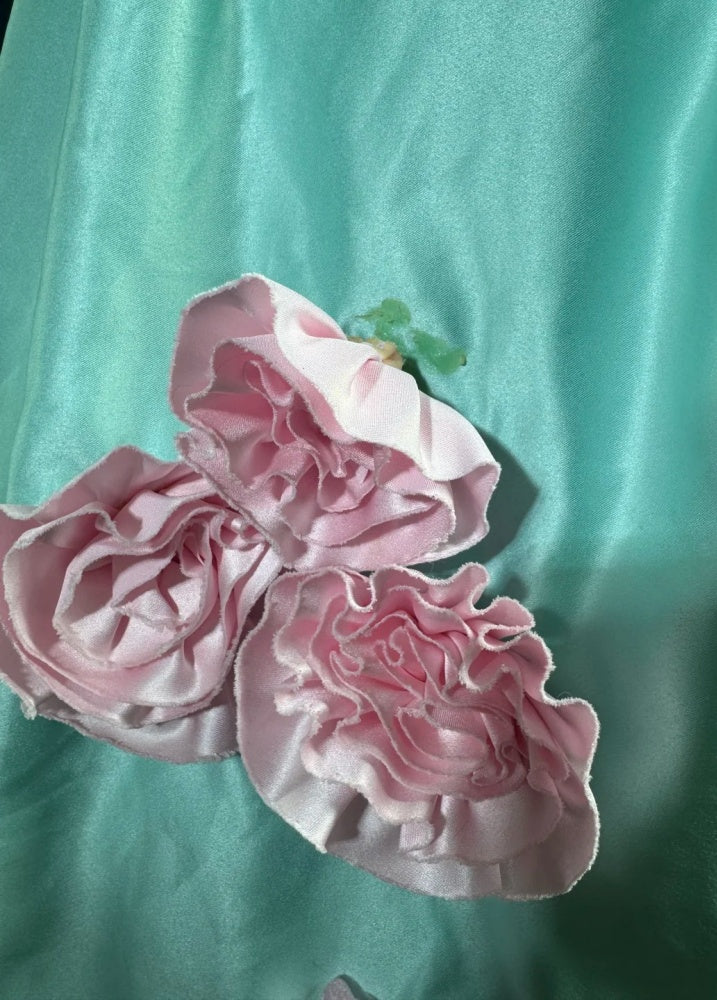 Elegantes blaues Ballkleid aus Satin, A-Linie, trägerlos, ärmellos, Geburtstagskleid DP05205