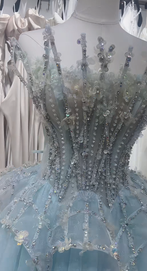 Robe de bal bleue chic en tulle, sans bretelles, coupe trapèze, robe de soirée sans manches, robe d'anniversaire DP05244